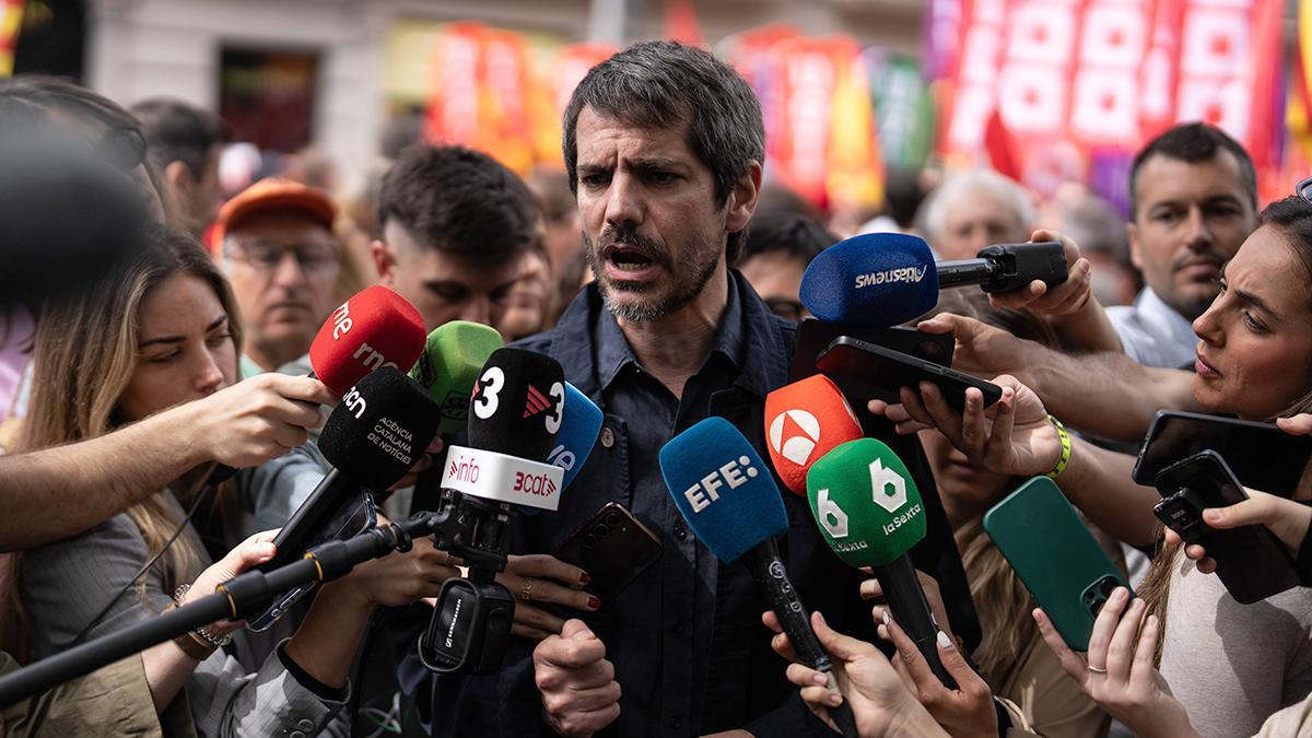 El ministre Ernest Urtasun a la manifestació de l’1 de maig a Barcelona.