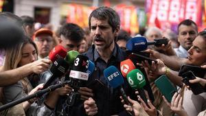 El ministro Ernest Urtasun en la manifestación del 1 de mayo en Barcelona.