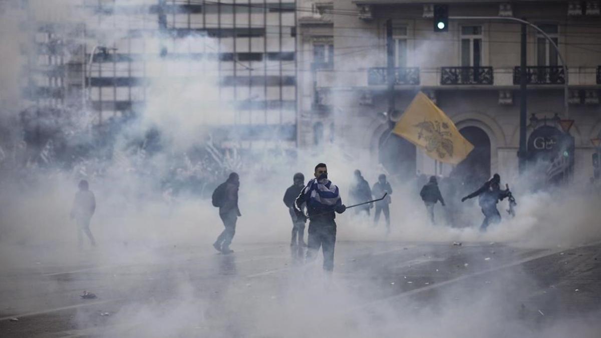 Incidentes en la manifestación en Atenas contra el cambio de nombre de Macedonia.