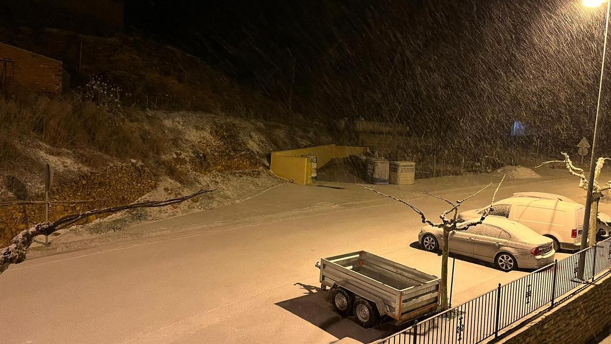 Imagen captada de la nevada en Olocau del Rey