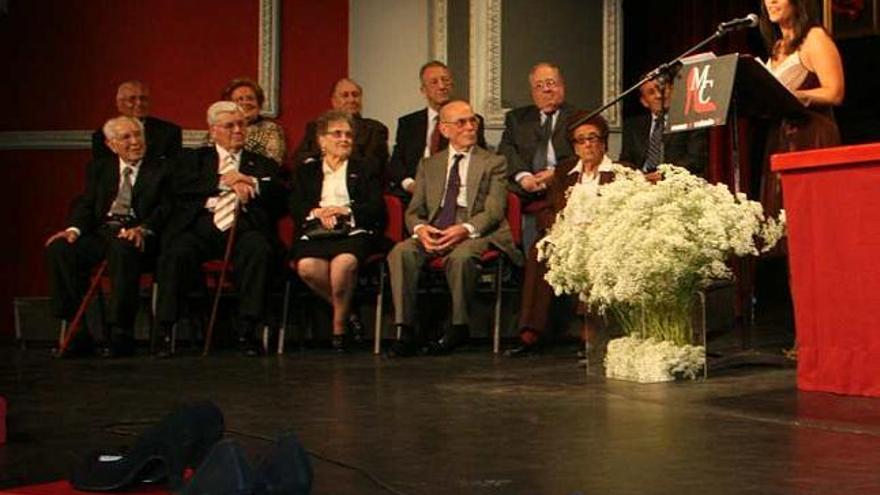 Los once homenajeados durante la gala del pasado viernes en el Teatro Castelar