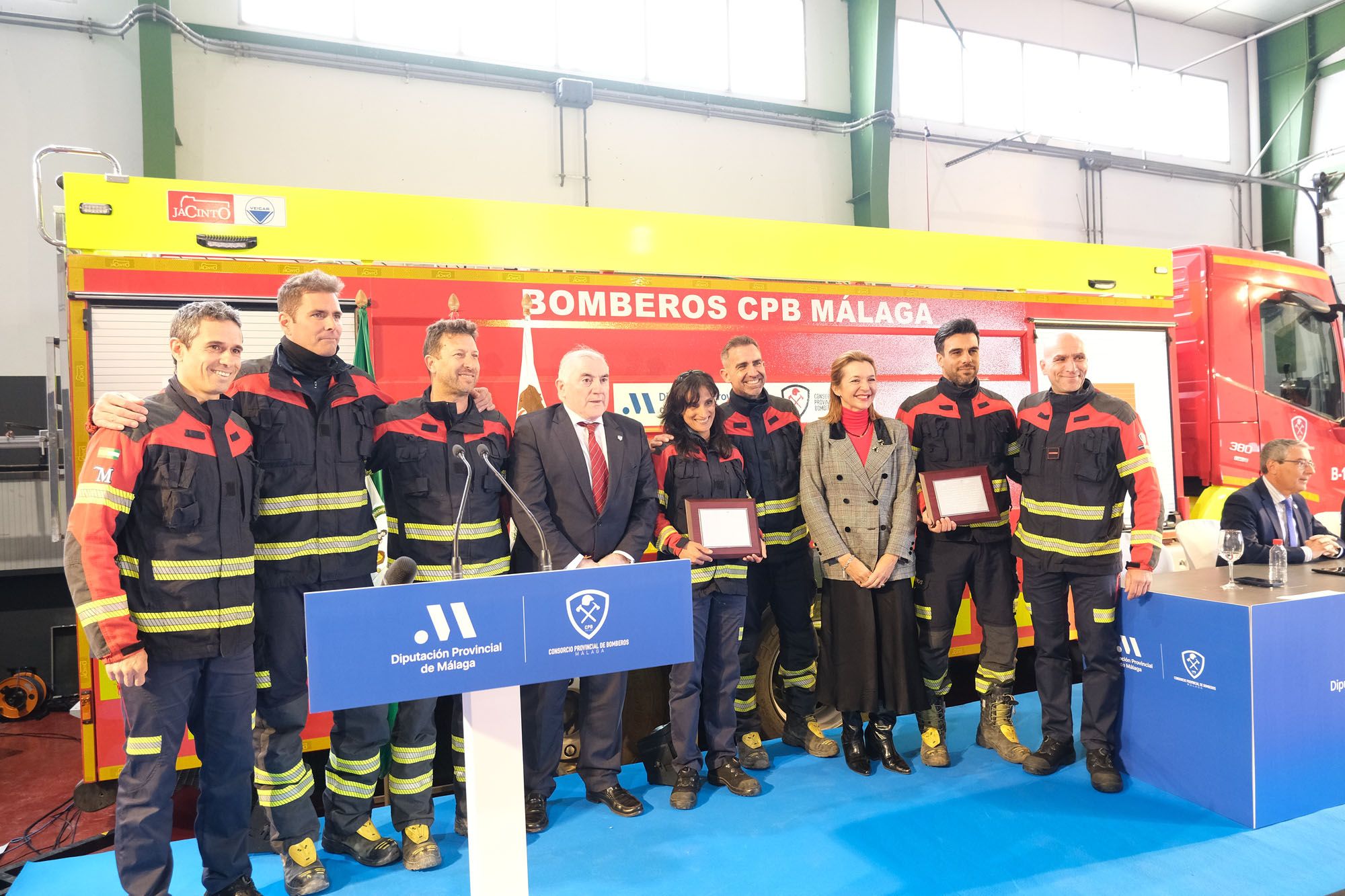 El Consorcio Provincial de Bomberos (CPB) de Málaga celebra el día de su patrón, San Juan de Dios, en el parque de bomberos de Antequera.