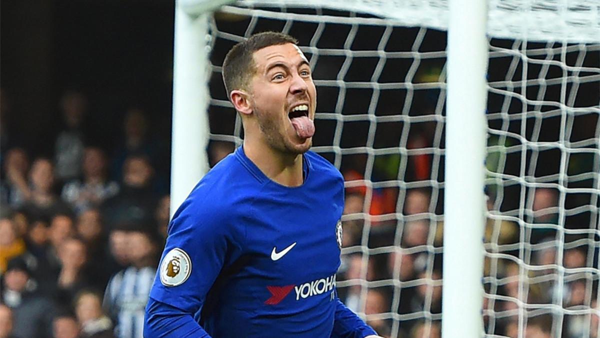 Eden Hazard celebra un gol con el Chelsea en un partido frente al Newcastle United