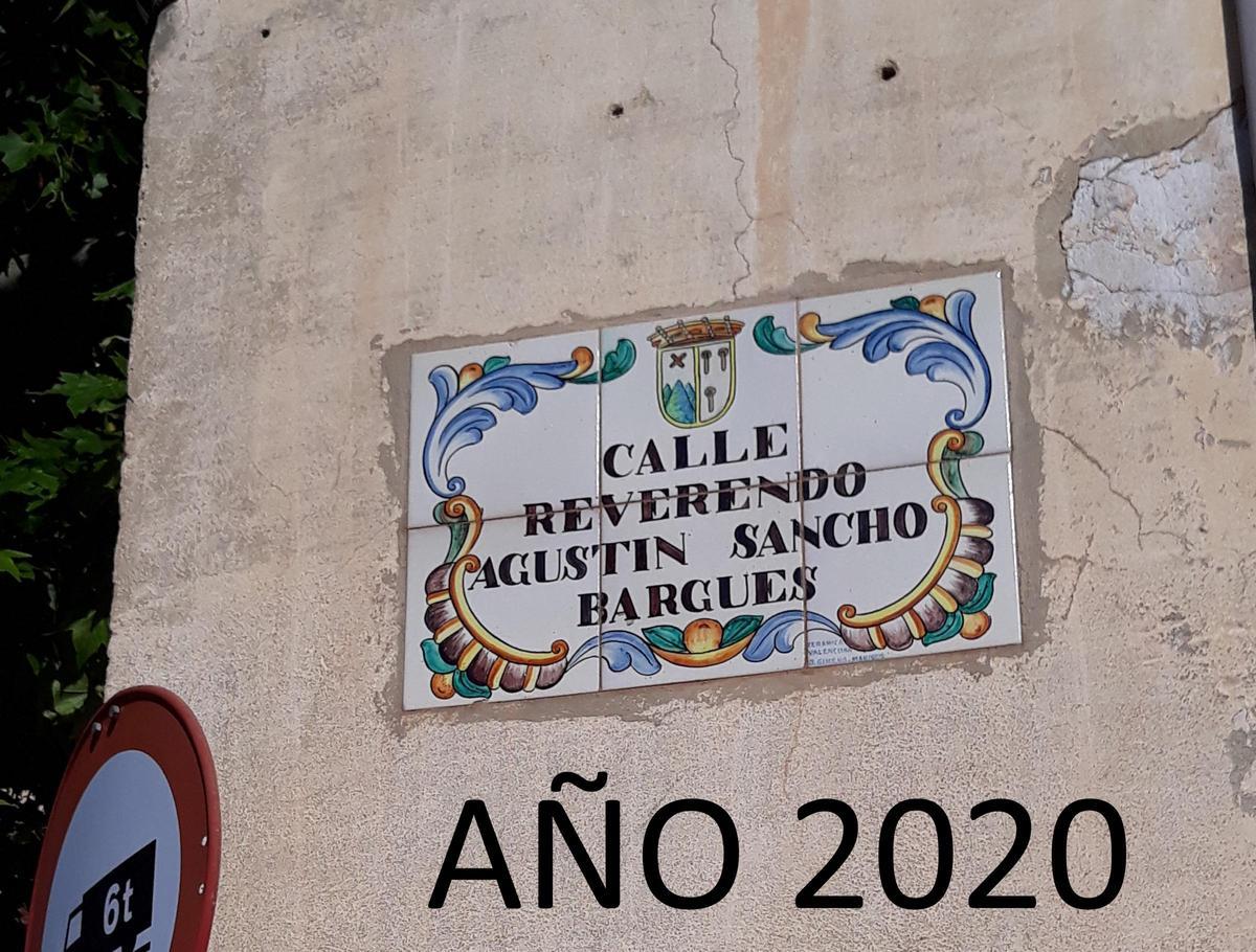 Una imagen de la calle “Reverendo Agustín Sancho Bargues” en 2020.