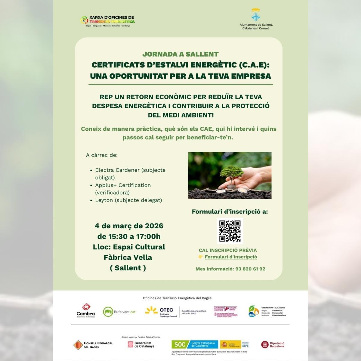 La jornada informativa es farà a l'espai Fàbrica Vella de Sallent el 4 de març