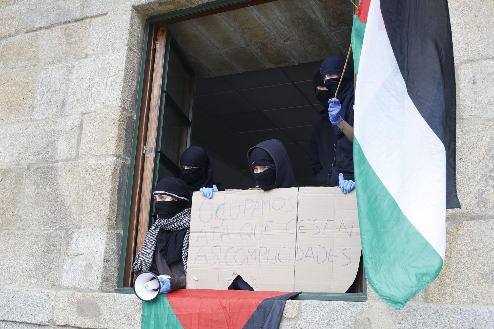 Encierro pro Palestina en el rectorado de la USC