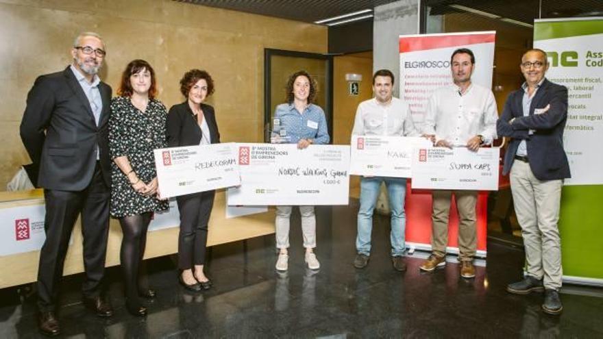 Els guanyadors i els organitzadors en l&#039;acte de lliurament al Parc Científic de Girona.