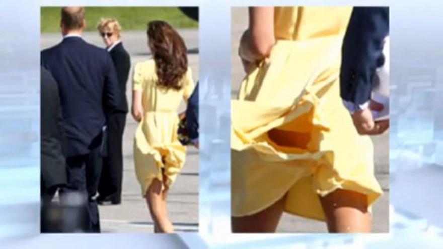 El viento juega una mala pasada a Kate Middleton