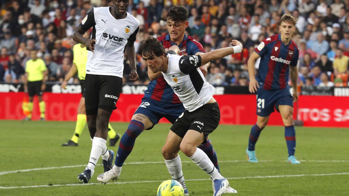 Una imagen de Jesús Vázquez durante el Derbi ante el Levante