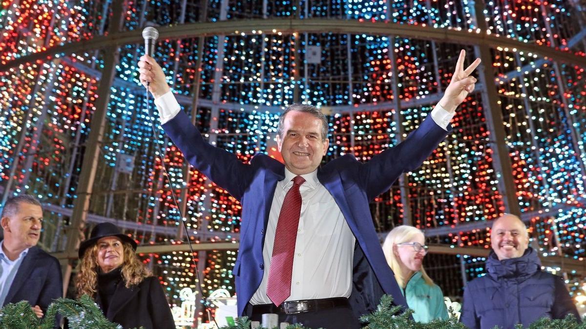 Abel Caballero en la inauguración de las luces de Navidad de otros años.