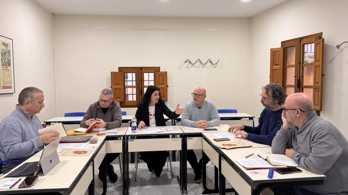 Los dirigentes sindicales de Catalunya, València y Baleares, durante la reunión.