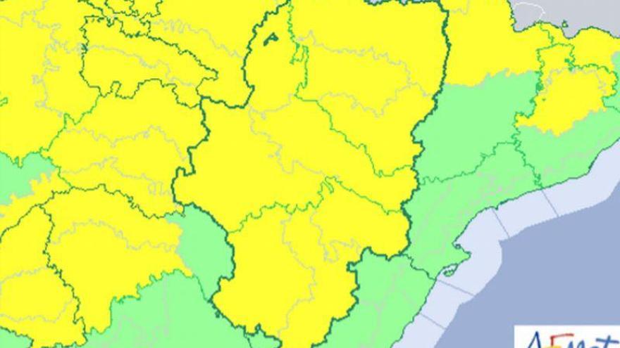 Activada la alerta amarilla para hoy por lluvias y tormentas en todo Aragón
