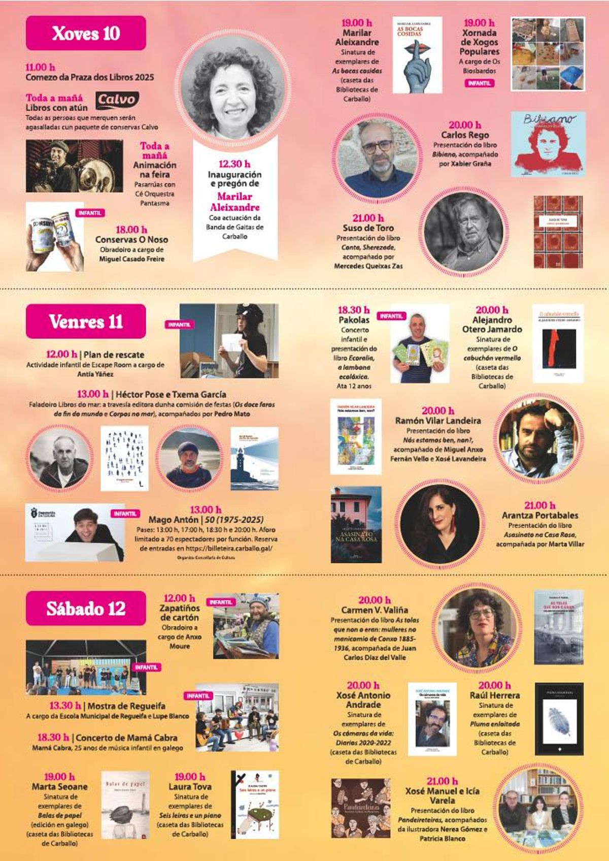 Cartel da programación do 10 ao 12 da Praza dos Libros