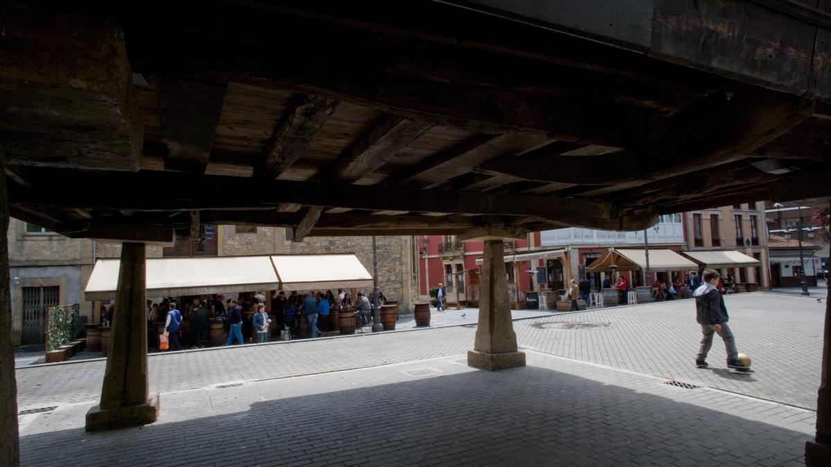 Terrazas en el parque del Carbayedo de Avilés.