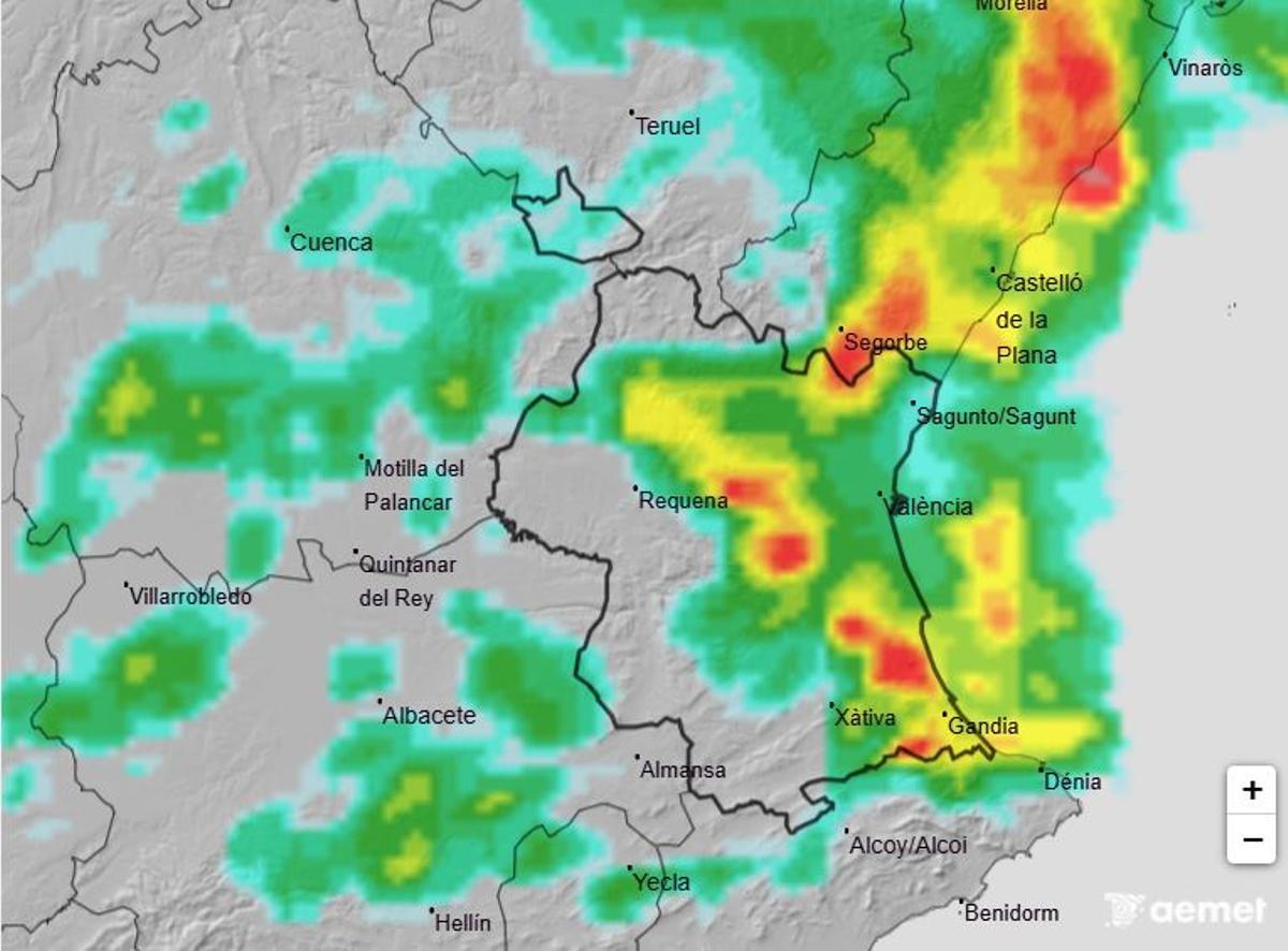 Precipitación acumulada entre las 20 horas del jueves y las dos del viernes.