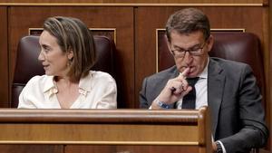 Cuca Gamarra y Alberto Núñez Feijóo en el Congreso de los Diputados.