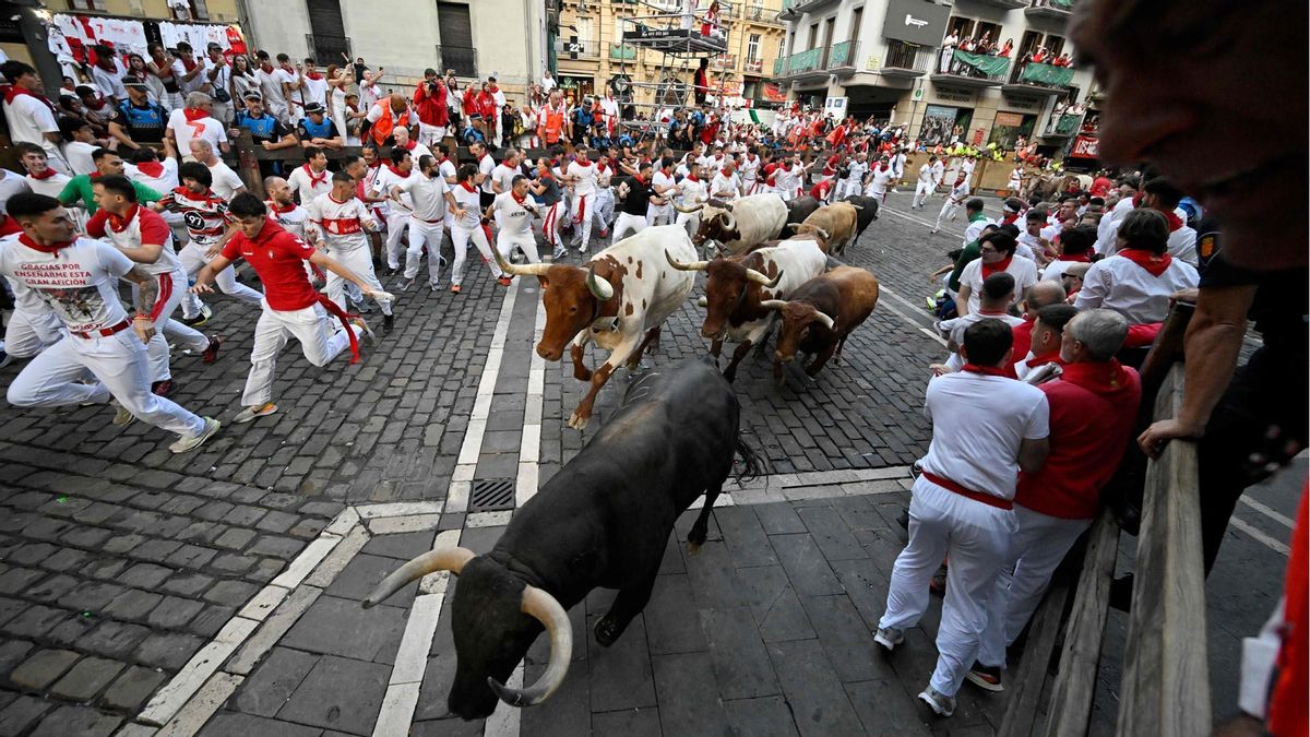 Quinto encierro de San Fermín con toros de Jandilla