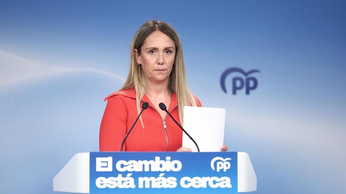 La vicesecretaria de Coordinación Sectorial del Partido Popular, Alma Ezcurra, durante la celebración de la rueda de prensa posterior a la reunión semanal del Comité de Dirección del Partido Popular, a 20 de julio de 2026, en Madrid (España). Esta compare