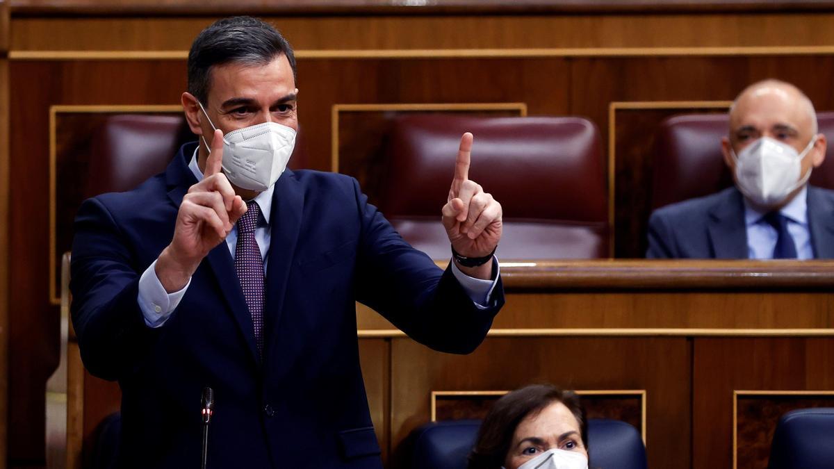 El presidente del Gobierno, Pedro Sánchez, en el Congreso.