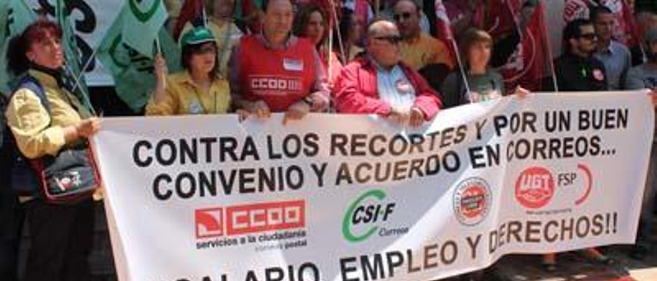 Protesta sindical en Correos, en Valencia, hace unos meses.