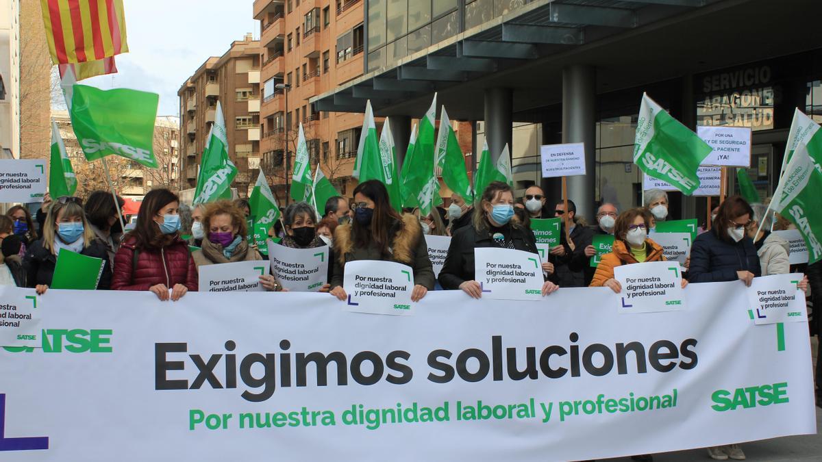 Una imagen de la concentración de esta mañana en Zaragoza.