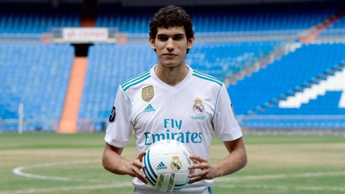 Vallejo en la presentación como jugador del Real Madrid