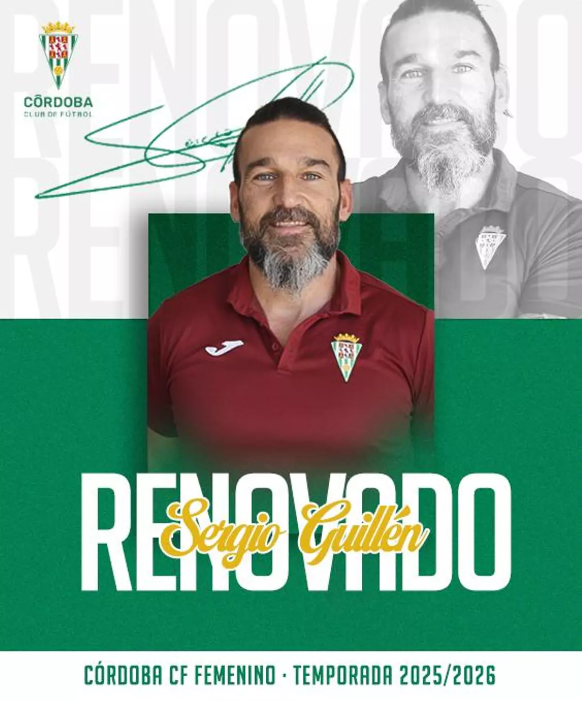 Sergio Guillén seguirá en el banquillo del Córdoba CF Femenino hasta 2026