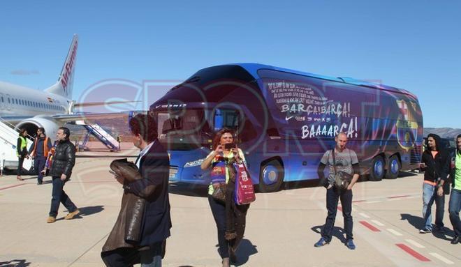 Las imágenes del Barça en el Aeropuerto de Castellón