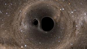 Un sistema binario de agujeros negros: las fusiones de agujeros negros son la base sobre la que se sustenta el nuevo estudio en torno a la vida avanzada en el cosmos.
