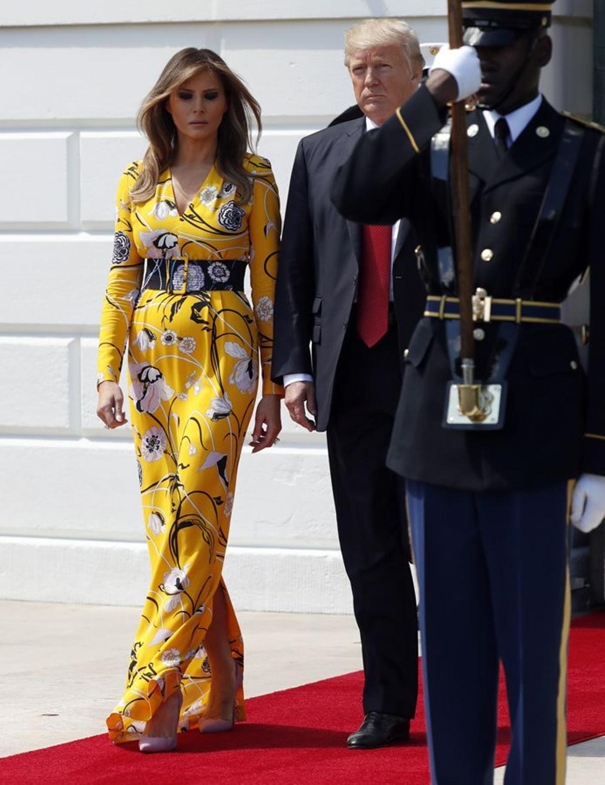 Melania Trump ha elegido un vestido de Emilio Pucci para recibir al primer ministro indio