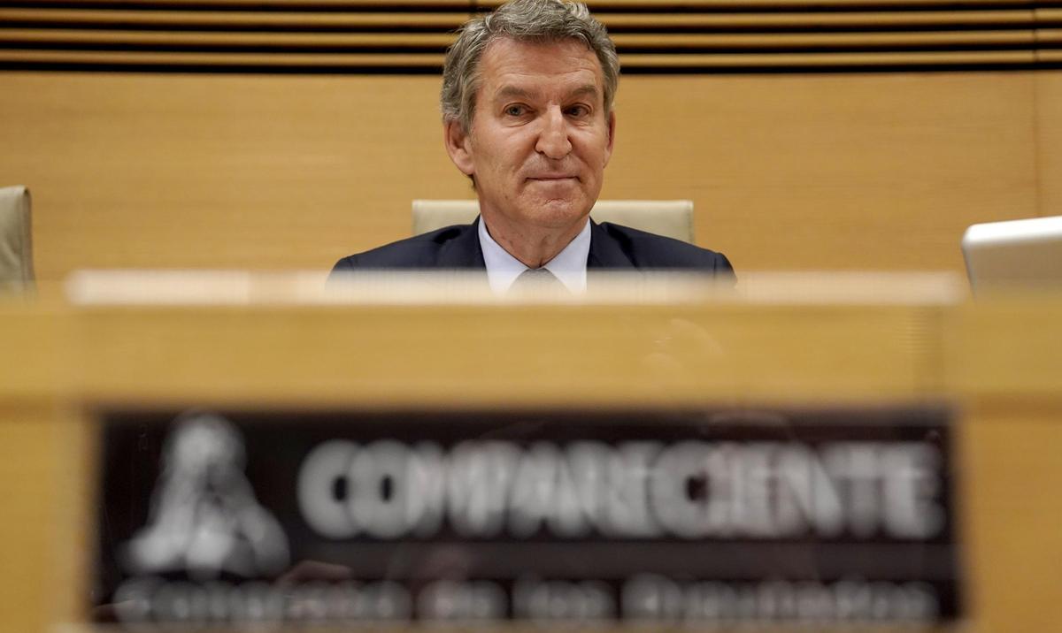 Alberto Núñez Feijóo, durante su comparecencia en la comisión de investigación de la Dana en Valencia, en el Congreso de los Diputados.