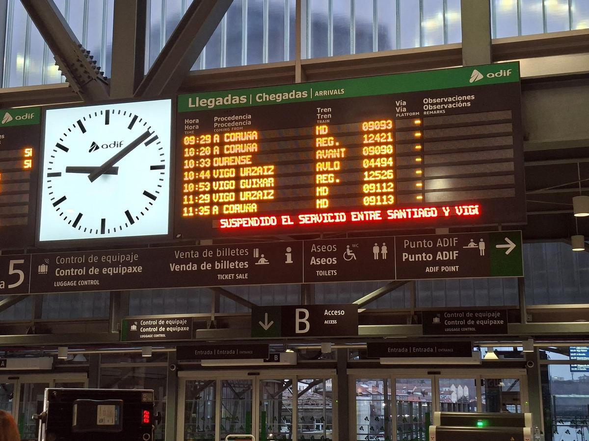 Renfe suspende los trenes entre Santiago y Vigo a causa del temporal