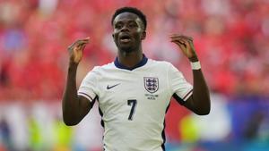 La celebración de Bukayo Saka en el gol de Inglaterra