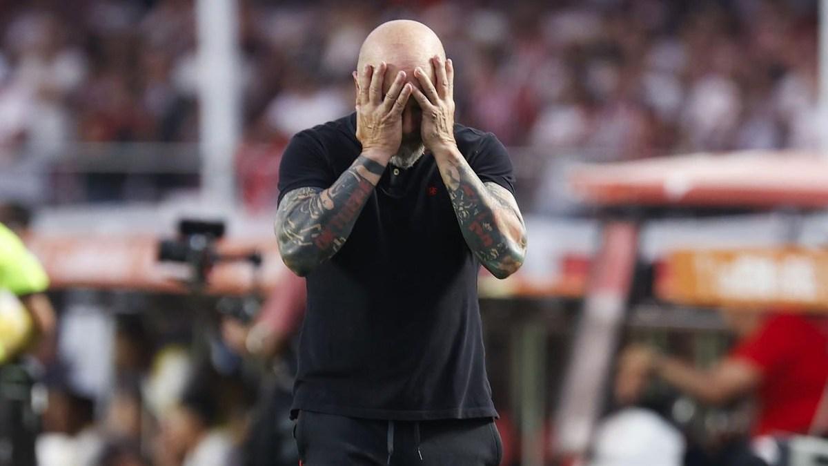 Jorge Sampaoli durante el último partido que dirigió al Flamengo