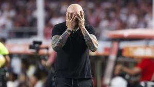 Jorge Sampaoli durante el último partido que dirigió al Flamengo