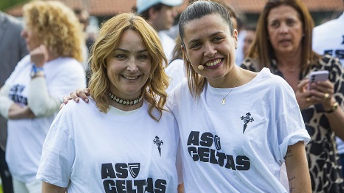 Marián Mouriño y Xisela Aranda durante la presentación de As Celtas.