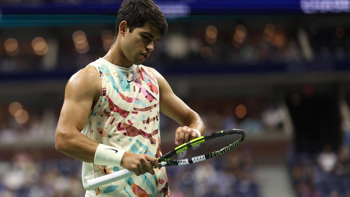 Carlos Alcaraz, durante su encuentro de semifinales del US Open ante Medvedev