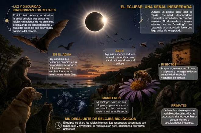 ¿Qué les ocurre a los animales durante un eclipse solar?