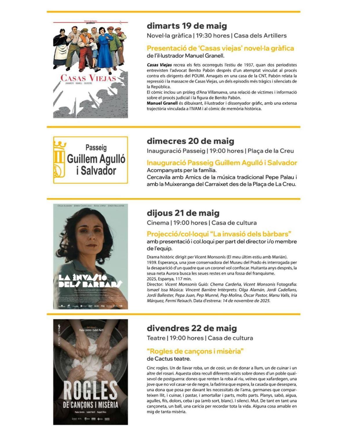 Programación de las IX Jornadas de Memoria Democrática de Foios.