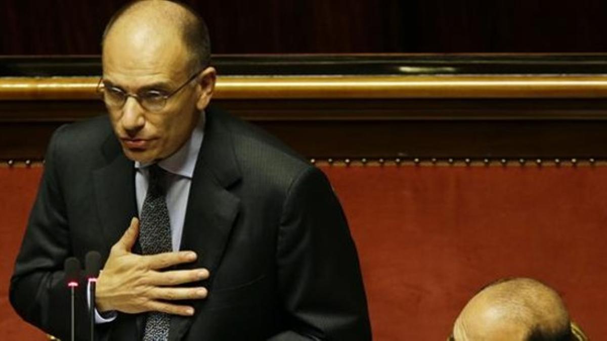 El primer ministro italiano, Enrico Letta, en su comparecencia ante el Senado, el martes.