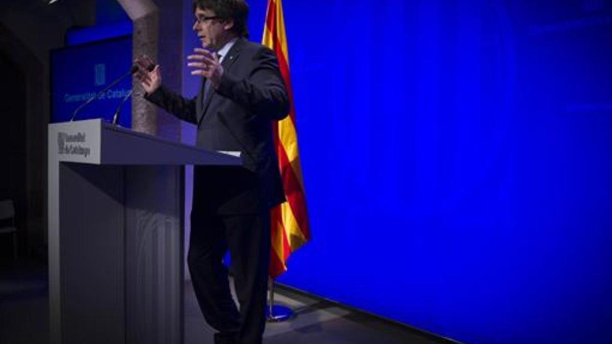 Puigdemont, en su comparecencia de ayer.