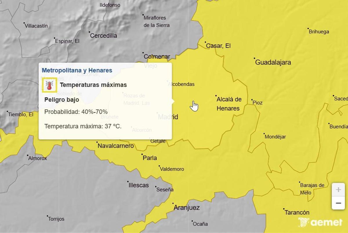 Mapa de avisos para este martes