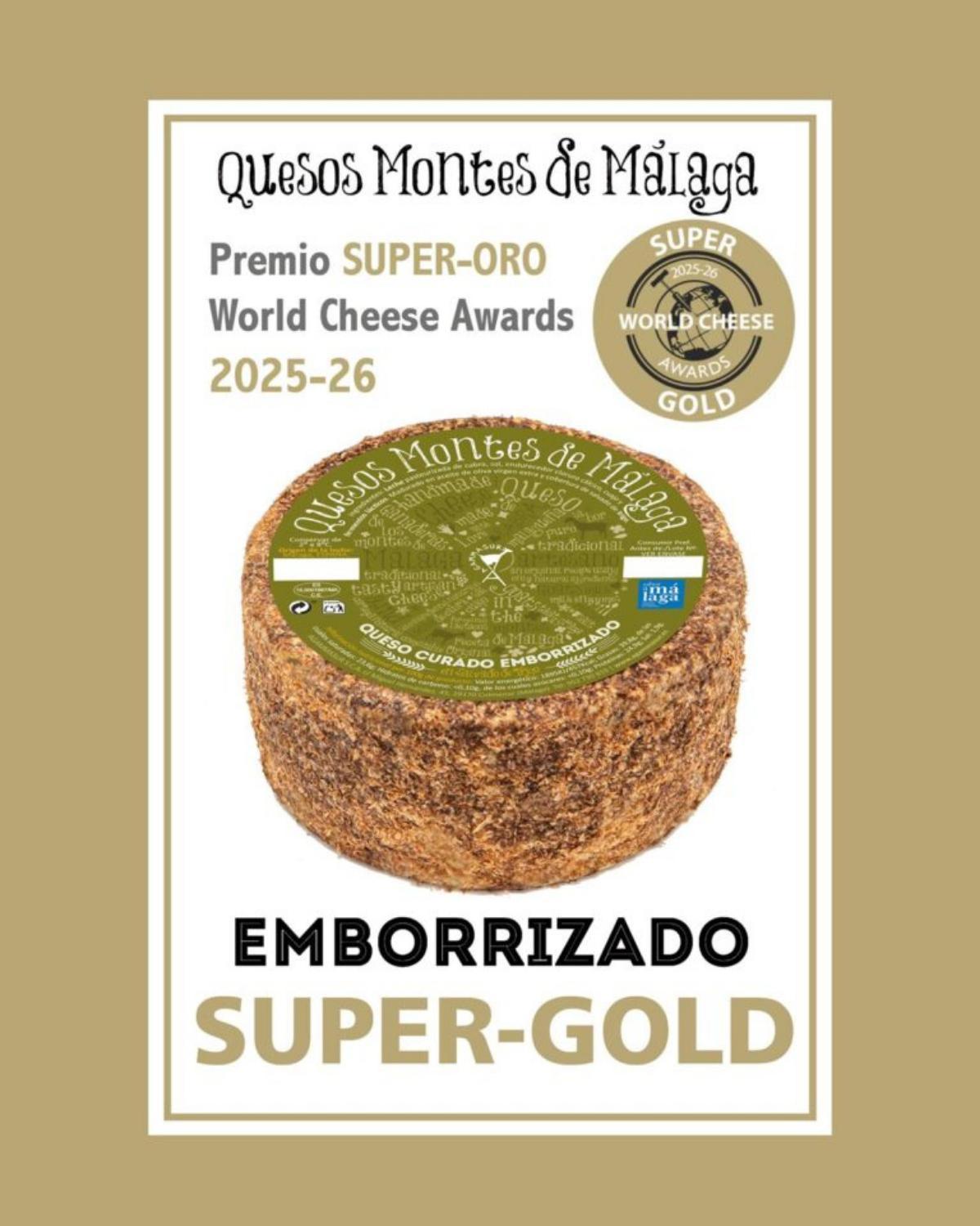 El queso Curado Emborrizado Montes de Málaga, de Agammasur, ha ganado la máxima distinción en su categoría.