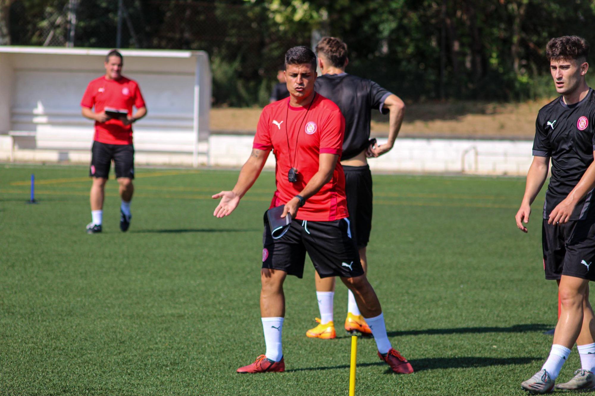 Primer entrenament amb el Girona de David López i Yan Couto