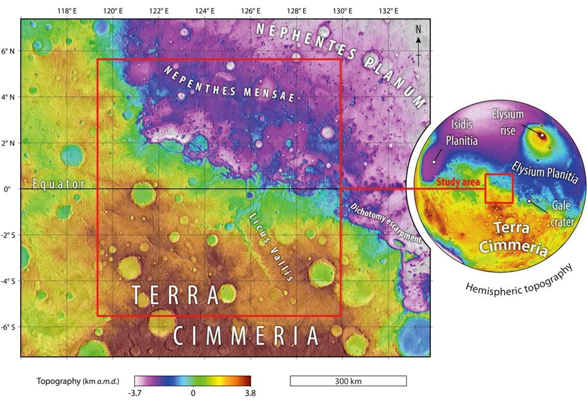 Áreas de estudio de la CNTZ y del Cráter Kotido