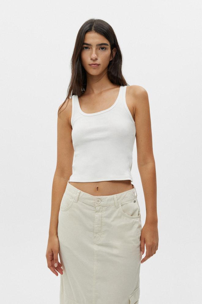 Tank top blanco de Pull &amp; Bear