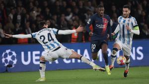 Ousmane Dembélé durante el partido ante la Real Sociedad