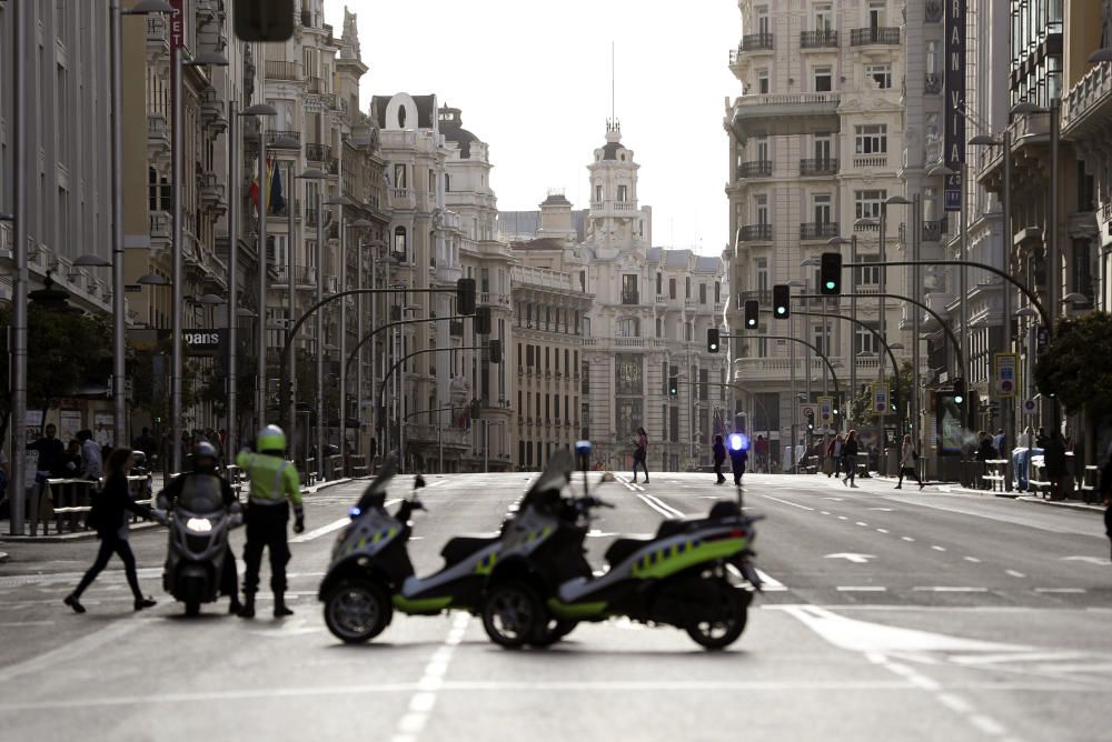 Espectacular incendio en la Gran Vía de Madrid