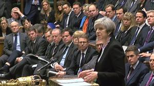 Theresa May en el Parlamento británico el pasado mes de marzo.