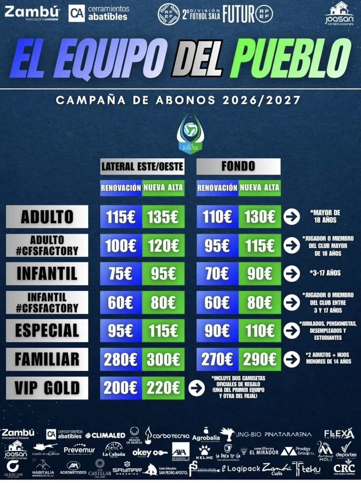 Campaña de abonos del Zambú Pinatar